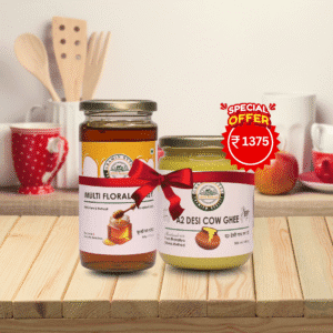 Gramin Bytes A2 Desi Cow Ghee and Multi Floral Honey Combo - 100% Natural Ayurvedic Products