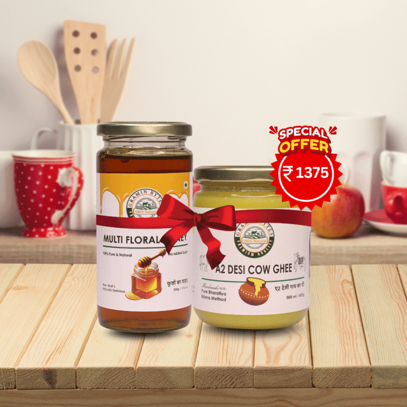 Gramin Bytes A2 Desi Cow Ghee and Multi Floral Honey Combo - 100% Natural Ayurvedic Products