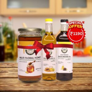 Gramin Bytes Combo of Multi Floral Honey 500gm, Yellow Mustard Oil 1L, and Black Mustard Oil 1L – Natural Ayurvedic Food Products
