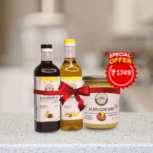 Gramin Bytes Special Combo Offer – A2 Desi Cow Ghee, Black Mustard Oil, & Groundnut Oil Natural & Ayurvedic